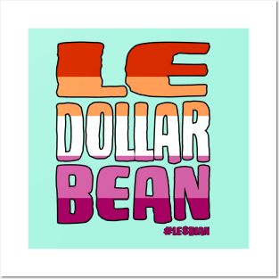 Lesbian Le Dollar Bean Flag Colors with Funky Text Posters and Art
